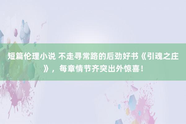 短篇伦理小说 不走寻常路的后劲好书《引魂之庄》，每章情节齐突出外惊喜！