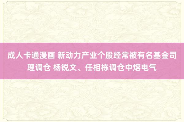 成人卡通漫画 新动力产业个股经常被有名基金司理调仓 杨锐文、任相栋调仓中熔电气