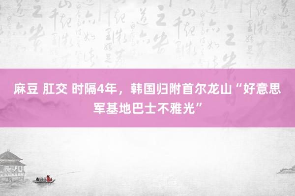 麻豆 肛交 时隔4年，韩国归附首尔龙山“好意思军基地巴士不雅光”