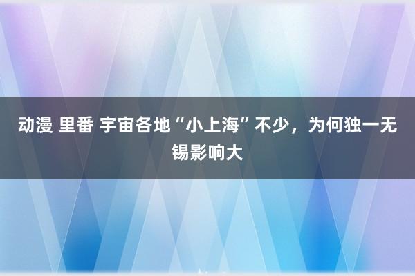 动漫 里番 宇宙各地“小上海”不少，为何独一无锡影响大